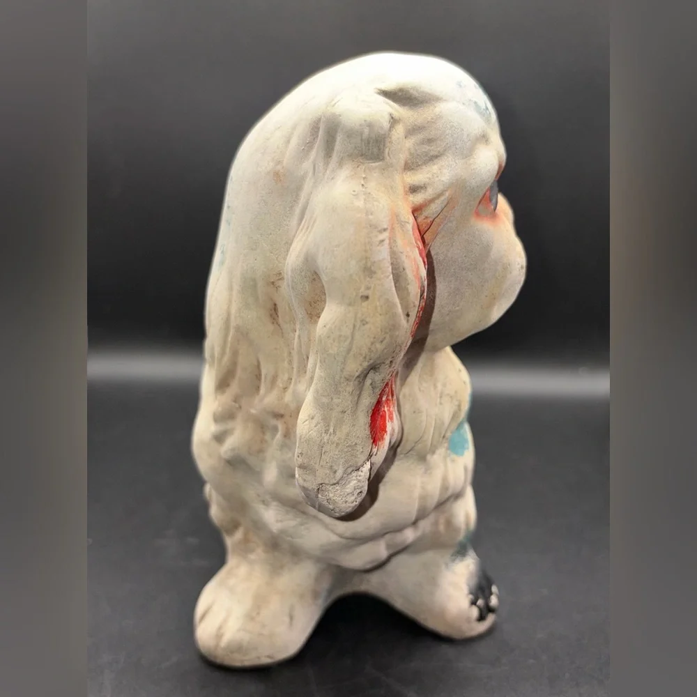 Vintage Pekingese Dog Carnival Chalkware Multicolored Statuette Figurine Figure